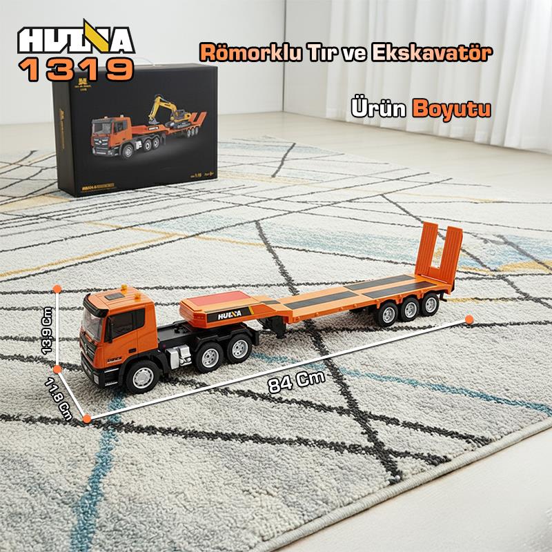 HUINA 1319 RC Römorklu Kamyon ve Dozer Kumandalı İş Makinesi