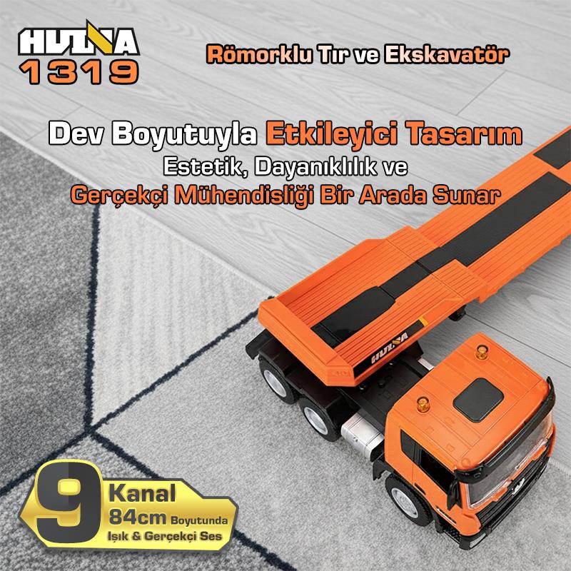 HUINA 1319 RC Römorklu Kamyon ve Dozer Kumandalı İş Makinesi