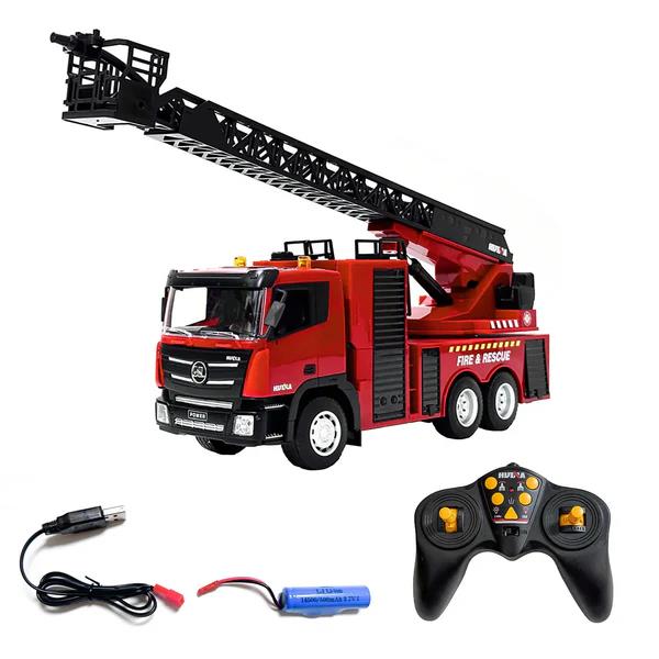 HUINA 1361 1/18 9 Kanal Yüksek Kalite RC Model Uzaktan Kumandalı Merdivenli Yangın Söndürme İtfaiye Kamyonu
