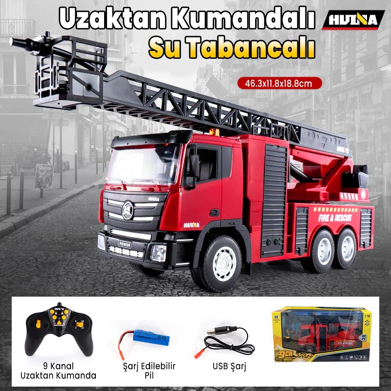 HUINA 1361 1/18 9 Kanal Yüksek Kalite RC Model Uzaktan Kumandalı Merdivenli Yangın Söndürme İtfaiye Kamyonu