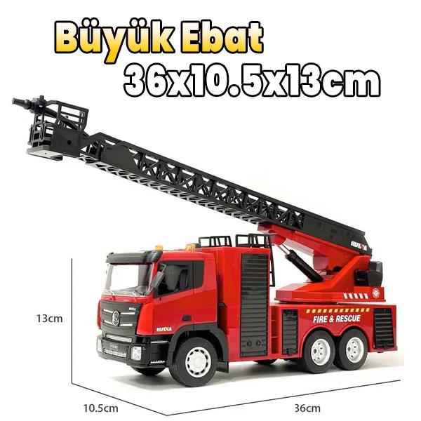 HUINA 1361 1/18 9 Kanal Yüksek Kalite RC Model Uzaktan Kumandalı Merdivenli Yangın Söndürme İtfaiye Kamyonu
