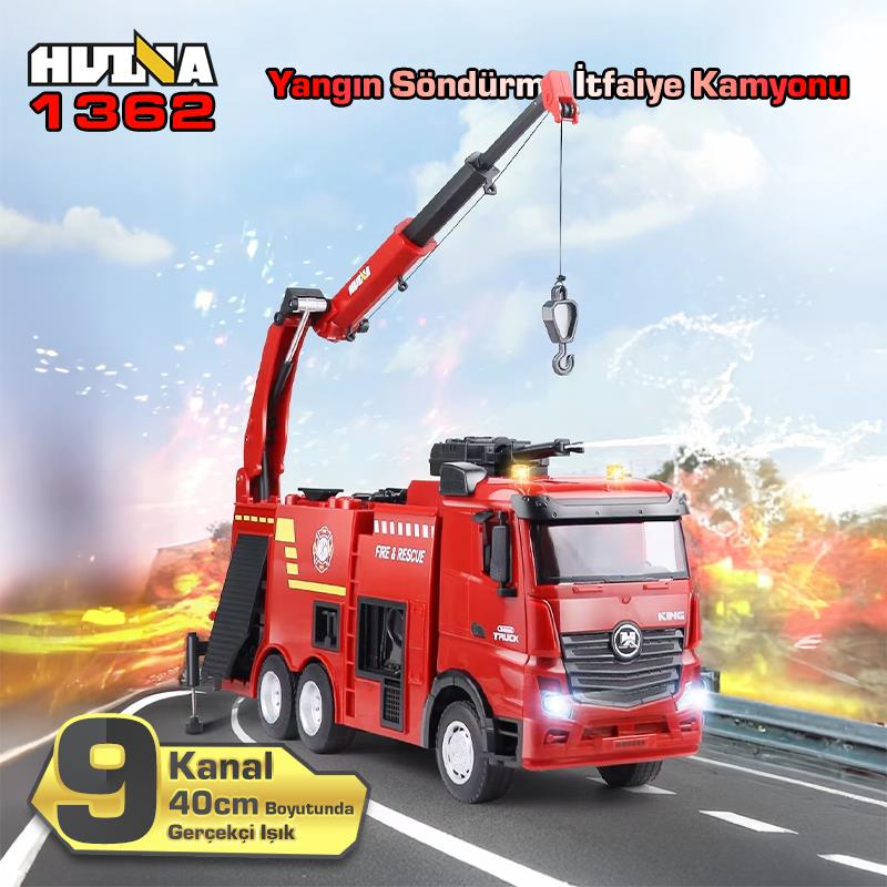 HUINA 1362 1/18 15CH RC Model Kumandalı Yangın Söndürme İtfaiye Kamyonu