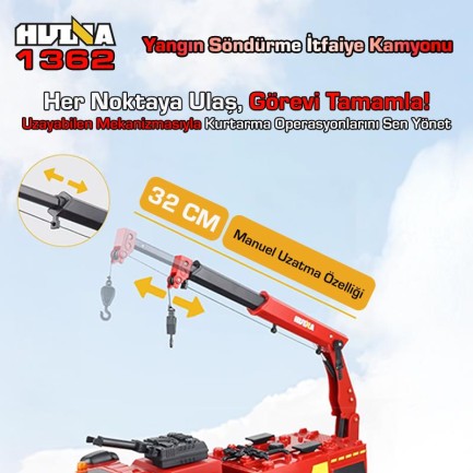 HUINA 1362 1/18 15CH RC Model Kumandalı Yangın Söndürme İtfaiye Kamyonu - Thumbnail