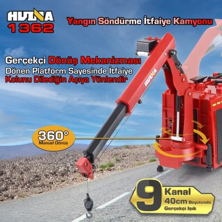 HUINA 1362 1/18 15CH RC Model Kumandalı Yangın Söndürme İtfaiye Kamyonu - Thumbnail