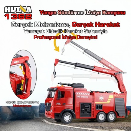 HUINA 1362 1/18 15CH RC Model Kumandalı Yangın Söndürme İtfaiye Kamyonu - Thumbnail