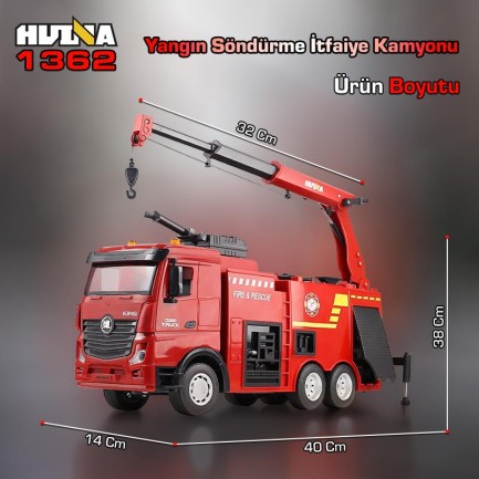 HUINA 1362 1/18 15CH RC Model Kumandalı Yangın Söndürme İtfaiye Kamyonu - Thumbnail
