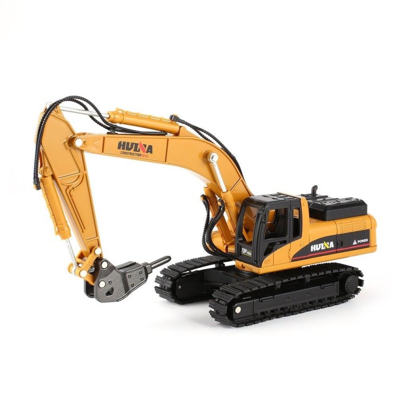 HUINA 1/50 Ekskavatör Kırıcı Ataşmanlı Matkap 1711 - Diecast Metal İş Makinası ( Kumandalı Değildir )