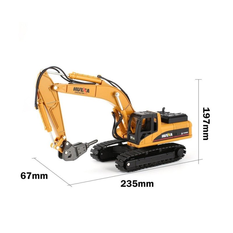 HUINA 1/50 Ekskavatör Kırıcı Ataşmanlı Matkap 1711 - Diecast Metal İş Makinası ( Kumandalı Değildir )