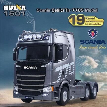 HUINA - HUINA 1501 770S 1/18 19CH Tır Scania Uzaktan Kumandalı İş Makinesi Gri
