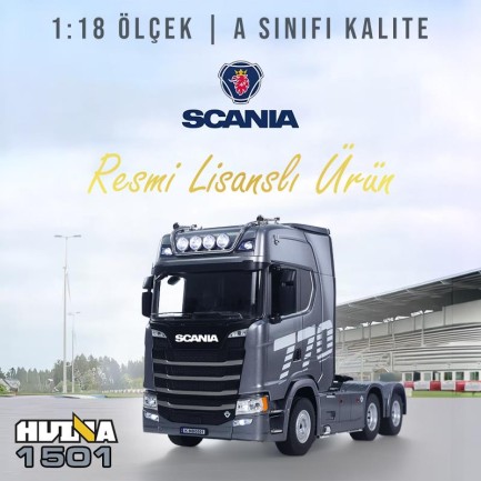 HUINA 1501 Scania 770S 1/18 19CH Çekici Tır Kamyon Profesyonel Uzaktan Kumandalı İş Makinesi İnşaat Aracı Hauler Truck Gri - Sesli ve Işıklı - Thumbnail