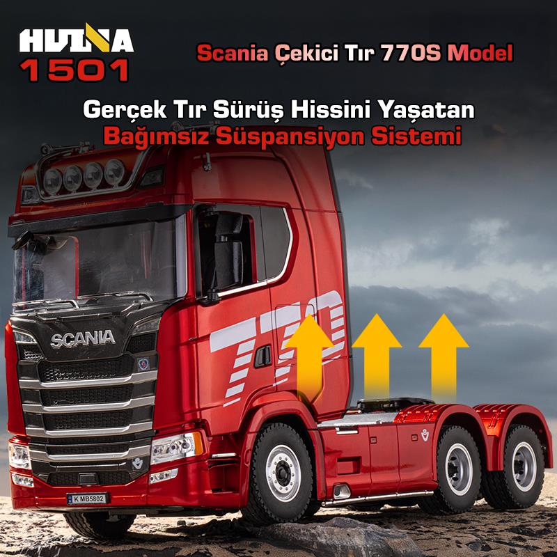 HUINA 1501 770S 1/18 19CH Tır Scania Uzaktan Kumandalı İş Makinesi Kırmızı