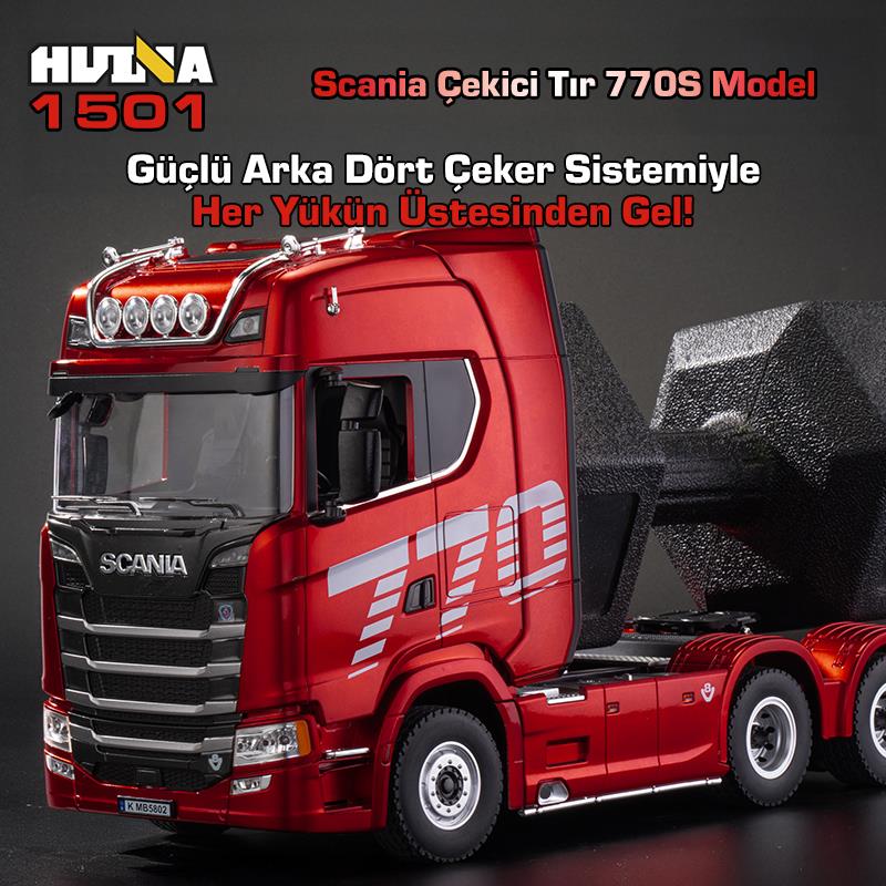 HUINA 1501 770S 1/18 19CH Tır Scania Uzaktan Kumandalı İş Makinesi Kırmızı