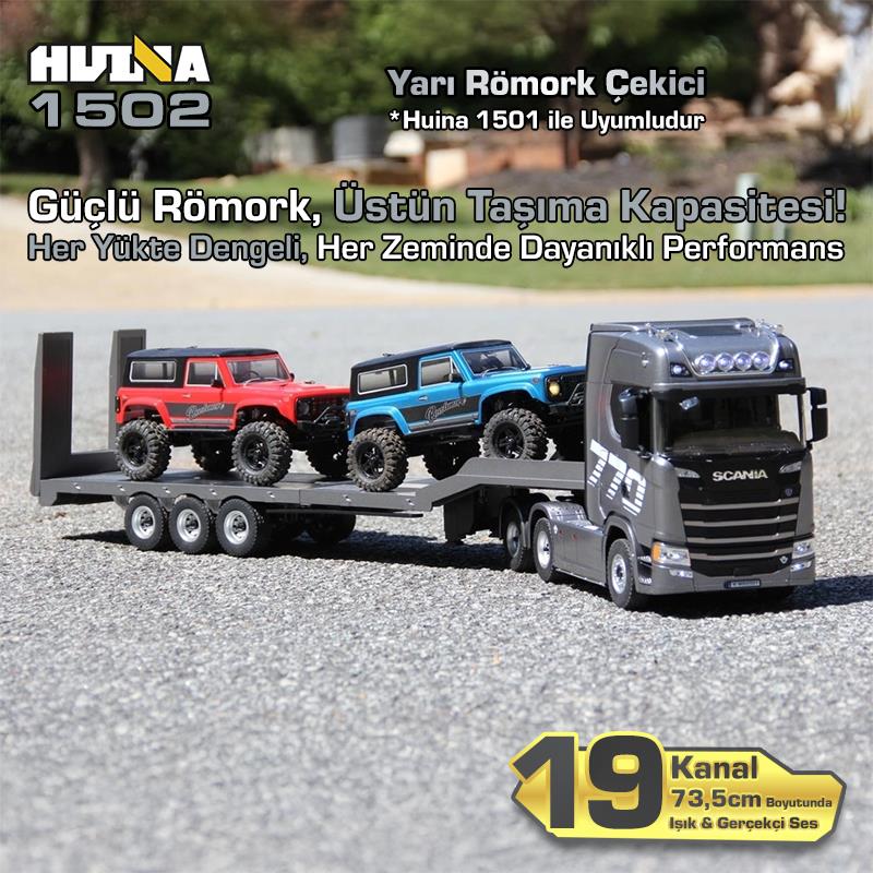 HUINA 1502 1/18 RC İş Makinesi Römork Çekici İş Makinesi Gri