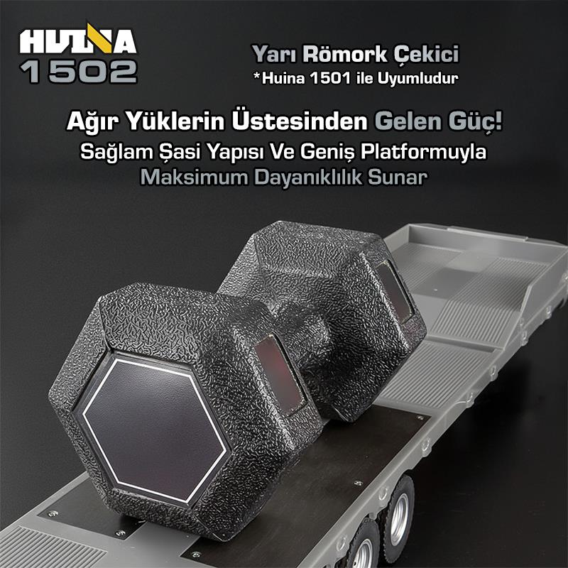 HUINA 1502 1/18 RC İş Makinesi Römork Çekici İş Makinesi Gri