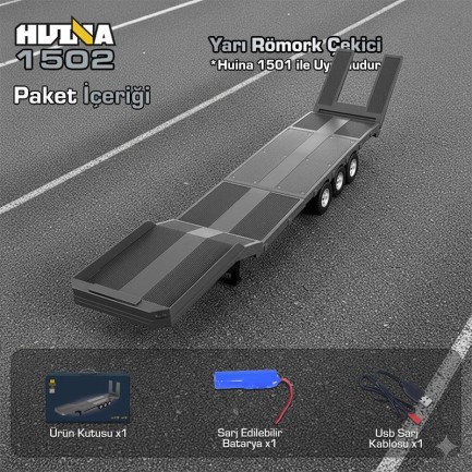 HUINA 1502 1/18 RC İş Makinesi Römork Çekici İş Makinesi Gri - Thumbnail