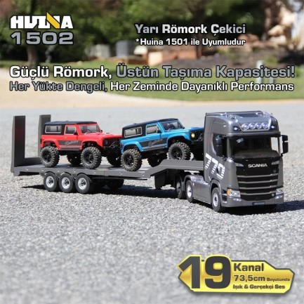 HUINA 1502 1/18 RC İş Makinesi Römork Çekici İş Makinesi Gri (ÖN SİPARİŞ TAHMİNİ TESLİMAT 20 ŞUBAT) - Thumbnail