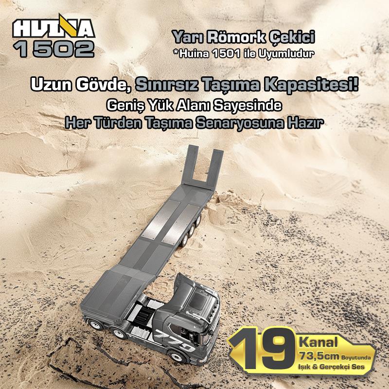 HUINA 1502 1/18 RC İş Makinesi Römork Çekici İş Makinesi Gri (ÖN SİPARİŞ TAHMİNİ TESLİMAT 20 ŞUBAT)