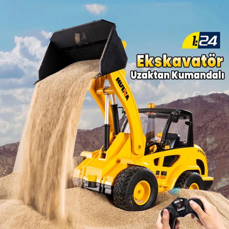 HUINA 1515 1/24 RC Damperli Kamyon Ve Dozer Uzaktan Kumandalı Set