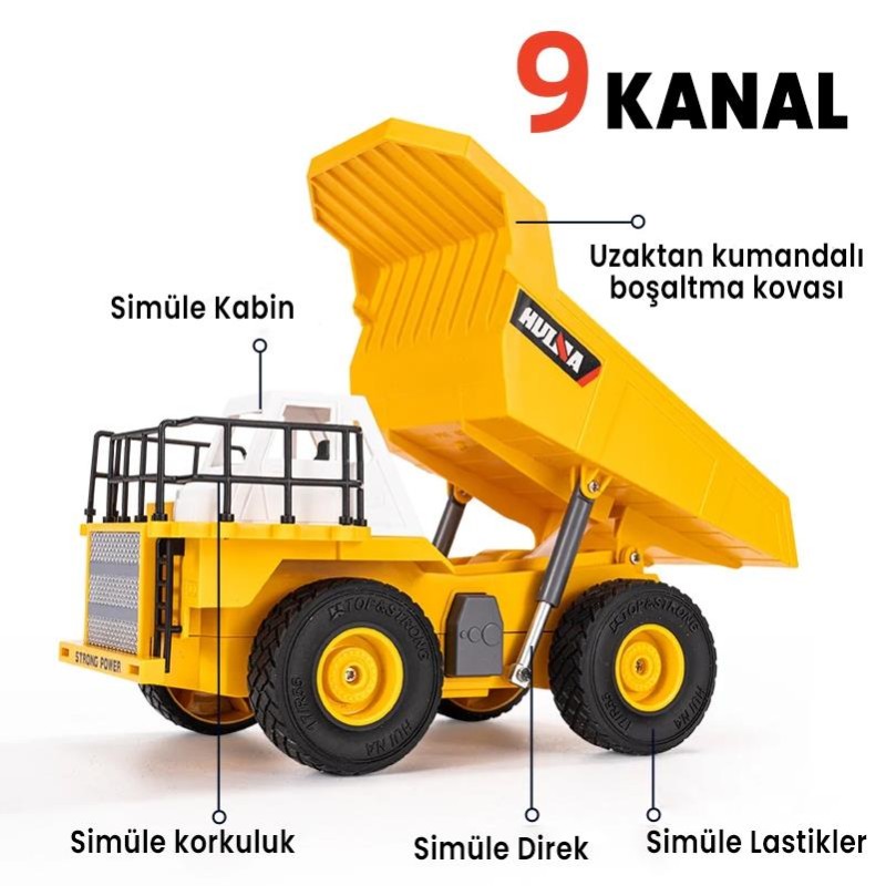 HUINA 1515 1/24 RC Damperli Kamyon Ve Dozer Uzaktan Kumandalı Set