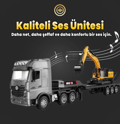 HUINA 1522 1/18 9CH RC Römorklu Tır Kamyon ve Excavatör Kazıcı Set - Thumbnail