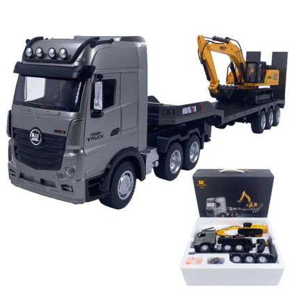 HUINA 1522 1/18 9CH RC Römorklu Tır Kamyon ve Excavatör Kazıcı Set - Thumbnail