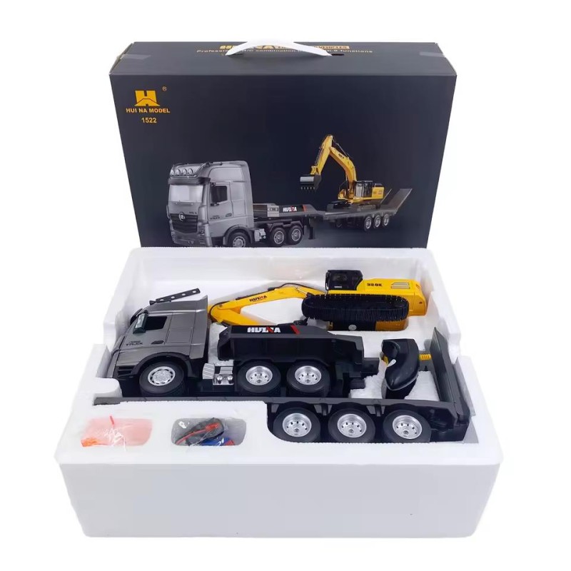 HUINA 1522 1/18 9CH RC Römorklu Tır Kamyon ve Excavatör Kazıcı Set