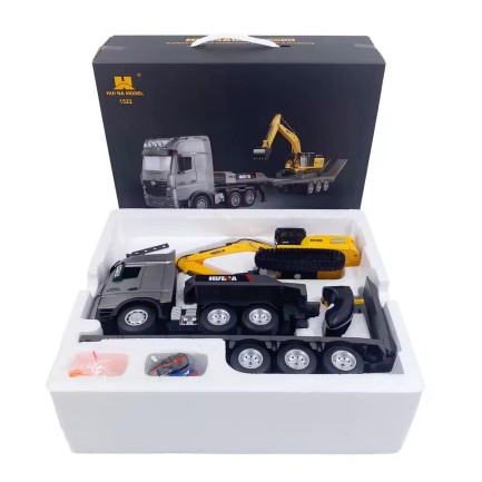 HUINA 1522 1/18 9CH RC Römorklu Tır Kamyon ve Excavatör Kazıcı Set - Thumbnail