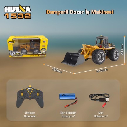 HUINA 1532 1/18 9CH RC Wheel Loader Damper Dozer Kamyon İş Makinesi İnşaat Kazıcı Uzaktan Kumandalı RC Model -2.4G Gerçekçi Similasyon Ses ve Işık Sistemi - Thumbnail