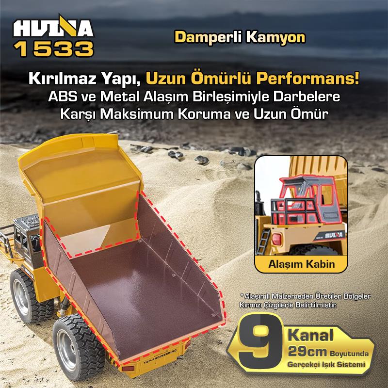 HUINA 1533 Damperli Kamyon Uzaktan Kumandalı İş Makinesi