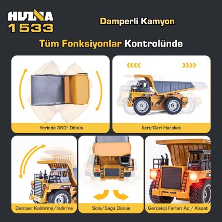 HUINA 1533 Damperli Kamyon Uzaktan Kumandalı İş Makinesi - Thumbnail