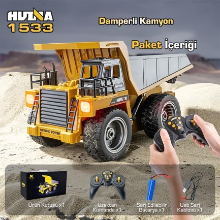HUINA 1533 Damperli Kamyon Uzaktan Kumandalı İş Makinesi - Thumbnail
