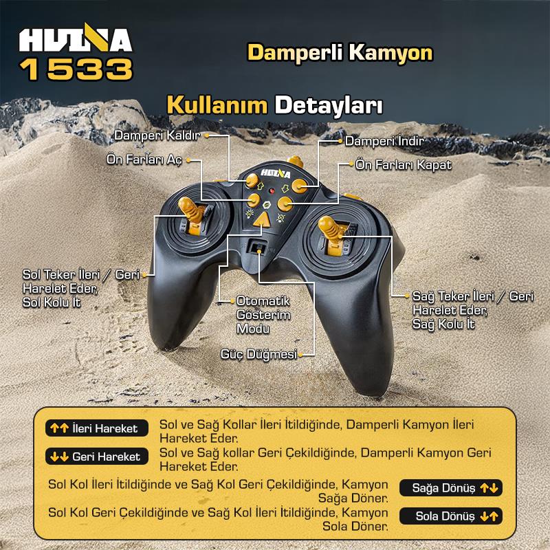 HUINA 1533 Damperli Kamyon Uzaktan Kumandalı İş Makinesi