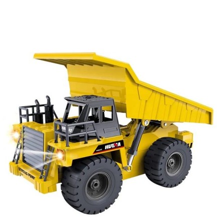 HUINA - HUINA 1534 1/18 Yüksek Kalite RC Model Damperli Kamyon Uzaktan Kumandalı Çok Fonksiyonlu İş Makinası - 2.4G Kumanda & Işıklı