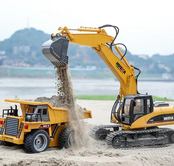 HUINA 1534 1/18 Yüksek Kalite RC Model Damperli Kamyon Uzaktan Kumandalı Çok Fonksiyonlu İş Makinası - 2.4G Kumanda & Işıklı