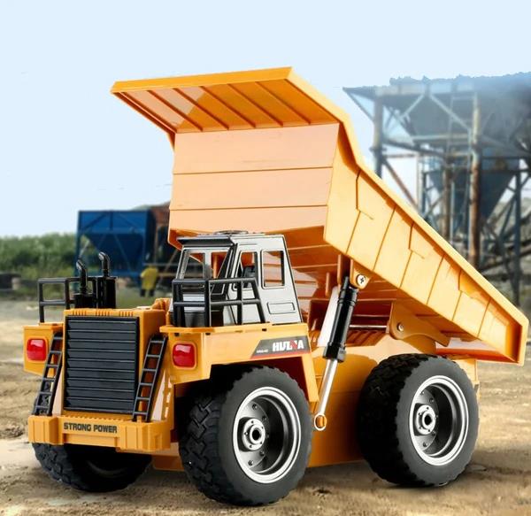 HUINA 1534 1/18 Yüksek Kalite RC Model Damperli Kamyon Uzaktan Kumandalı Çok Fonksiyonlu İş Makinası - 2.4G Kumanda & Işıklı