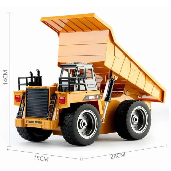 HUINA 1534 1/18 Yüksek Kalite RC Model Damperli Kamyon Uzaktan Kumandalı Çok Fonksiyonlu İş Makinası - 2.4G Kumanda & Işıklı