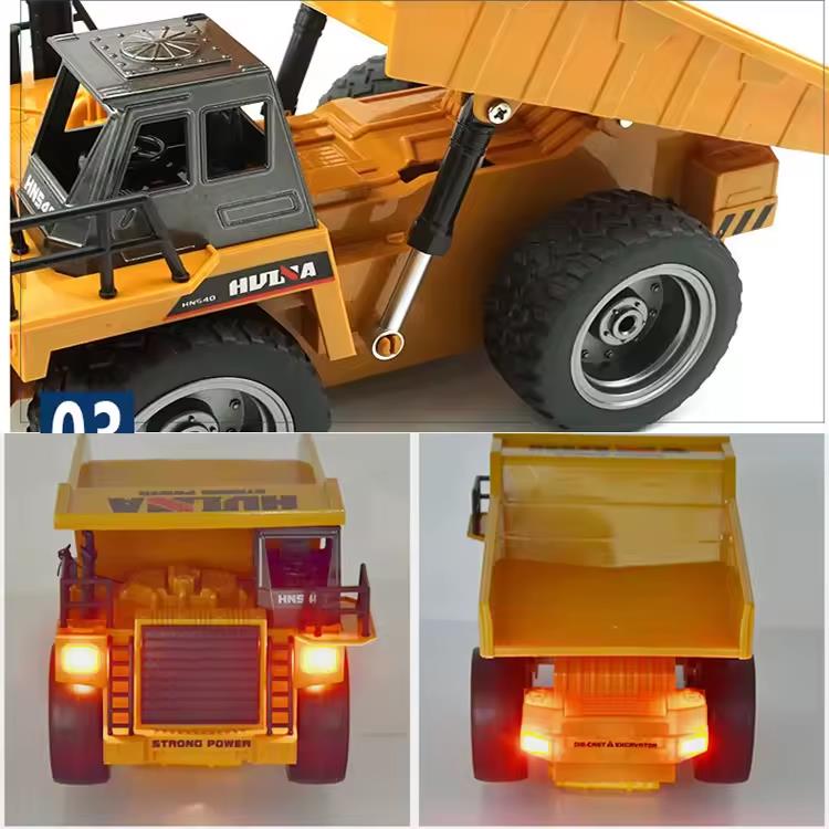 HUINA 1534 1/18 Yüksek Kalite RC Model Damperli Kamyon Uzaktan Kumandalı Çok Fonksiyonlu İş Makinası - 2.4G Kumanda & Işıklı