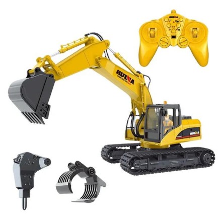 HUINA - HUINA 1535-1 1/14 Yüksek Kalite 15CH RC Model Ekskavatör Kazıcı Uzaktan Kumandali Çok Fonksiyonlu İş Makinesi - 2.4G Sesli & Işıklı