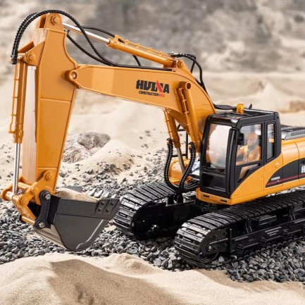 HUINA - HUINA 1535 1/14 Yüksek Kalite 15CH RC Model Ekskavatör Kepçe Kazıcı Uzaktan Kumandalı İş Makinesi - 2.4G Sesli&Işıklı