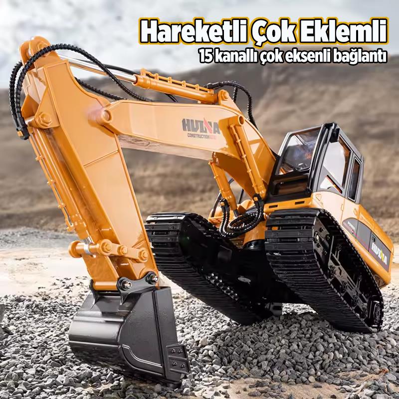 HUINA 1535 1/14 Yüksek Kalite 15CH RC Model Ekskavatör Kepçe Kazıcı Uzaktan Kumandalı İş Makinesi - 2.4G Sesli&Işıklı