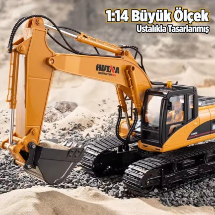 HUINA 1535 1/14 Yüksek Kalite 15CH RC Model Ekskavatör Kepçe Kazıcı Uzaktan Kumandalı İş Makinesi - 2.4G Sesli&Işıklı - Thumbnail