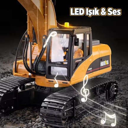 HUINA 1535 1/14 Yüksek Kalite 15CH RC Model Ekskavatör Kepçe Kazıcı Uzaktan Kumandalı İş Makinesi - 2.4G Sesli&Işıklı - Thumbnail
