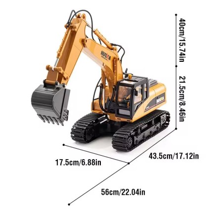 HUINA 1535 1/14 Yüksek Kalite 15CH RC Model Ekskavatör Kepçe Kazıcı Uzaktan Kumandalı İş Makinesi - 2.4G Sesli&Işıklı - Thumbnail