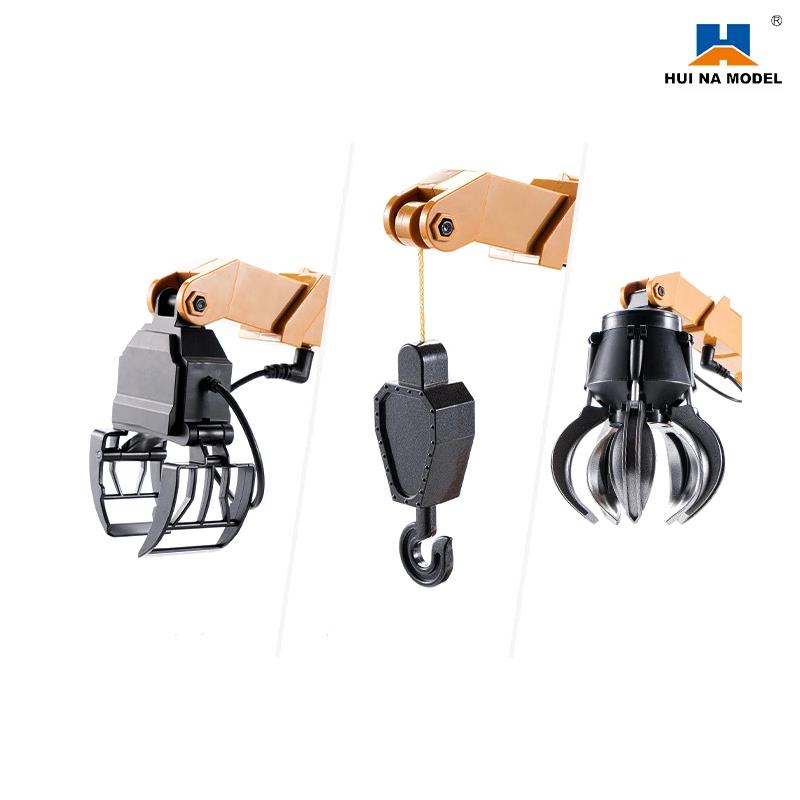 HUINA 1538 1/14 26CH 8x4 Profesyonel RC Uzaktan Kumandalı İş Makinesi Metal Damperli Kamyon 3 Farklı Tutma Kollu Kepçeli Kereste Taşıma Kamyonu İnşaat Aracı Dump Truck - Sesli ve Işıklı