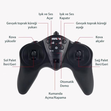 HUINA 1554 1/16 Yüksek Kalite 11CH RC Model Caterpillar Buldozer Paletli Metal Kepçe Kazıcı Uzaktan Kumandalı İş Makinesi -2.4G Sesli ve Işıklı - Thumbnail