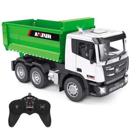 HUINA - HUINA 1556 1/18 9CH RC Model Damperli Kamyon Kumandalı İş Makinesi 2.4G Full Fonksiyon Sesli ve Işıklı