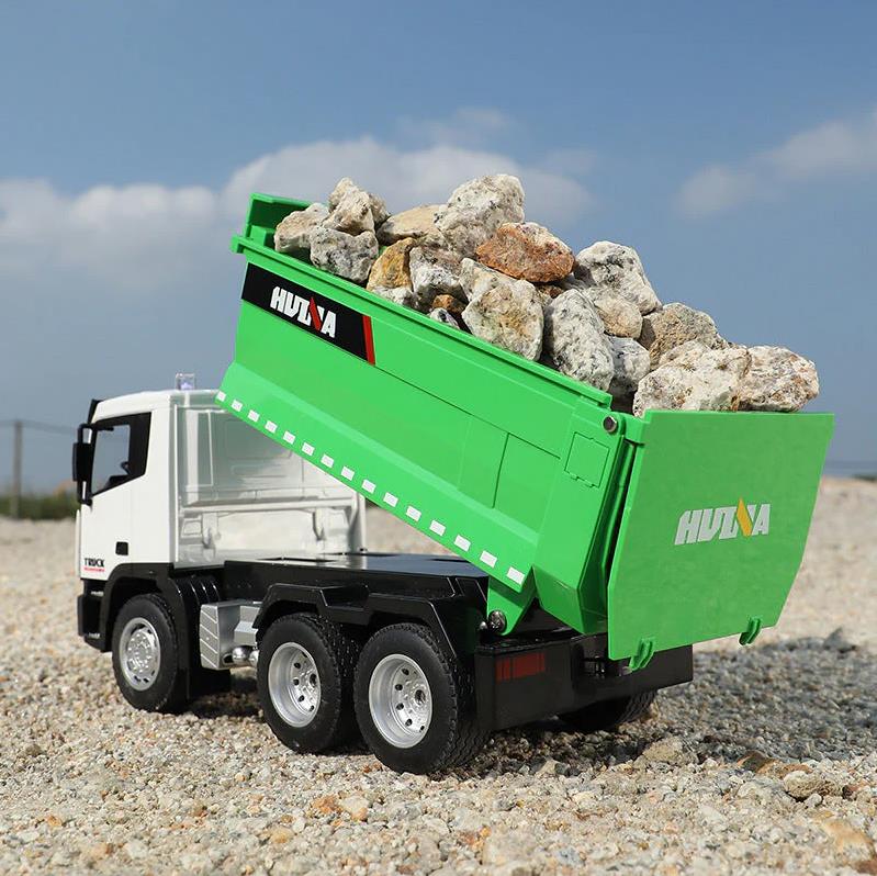 HUINA 1556 1/18 9CH RC Model Damperli Kamyon Kumandalı İş Makinesi 2.4G Full Fonksiyon Sesli ve Işıklı