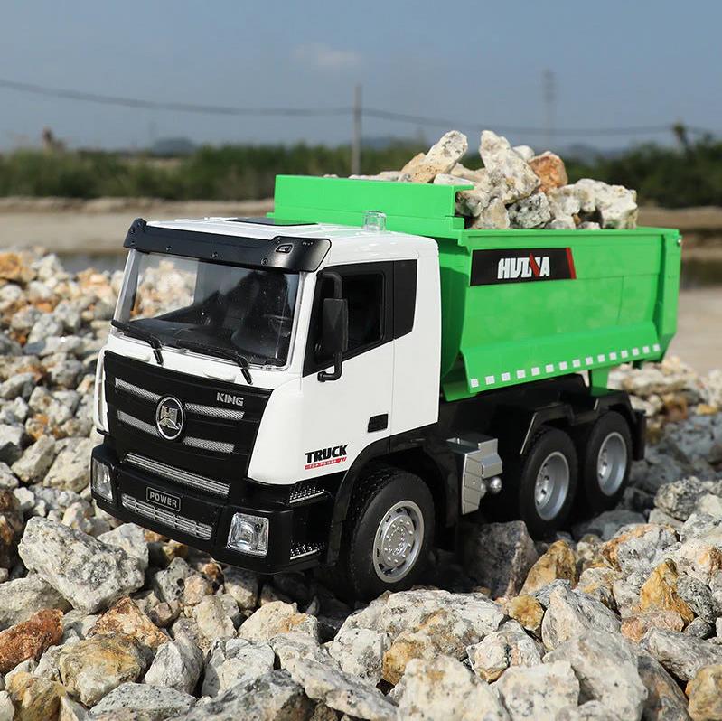 HUINA 1556 1/18 9CH RC Model Damperli Kamyon Kumandalı İş Makinesi 2.4G Full Fonksiyon Sesli ve Işıklı