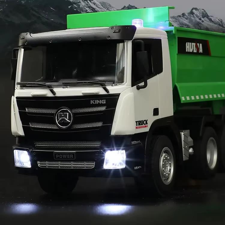 HUINA 1556 1/18 9CH RC Model Damperli Kamyon Kumandalı İş Makinesi 2.4G Full Fonksiyon Sesli ve Işıklı