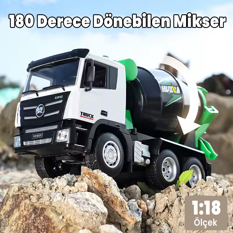 HUINA 1557 1/18 9CH RC Model Çimento Mikseri Kamyon Uzaktan Kumandalı İş Makinası - 2.4G Full Fonksiyon Sesli ve Işıklı